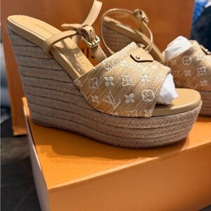 Louis Vuitton Helios Wedge Sandal | Brand New | Box, Dust Bags, Receipt!